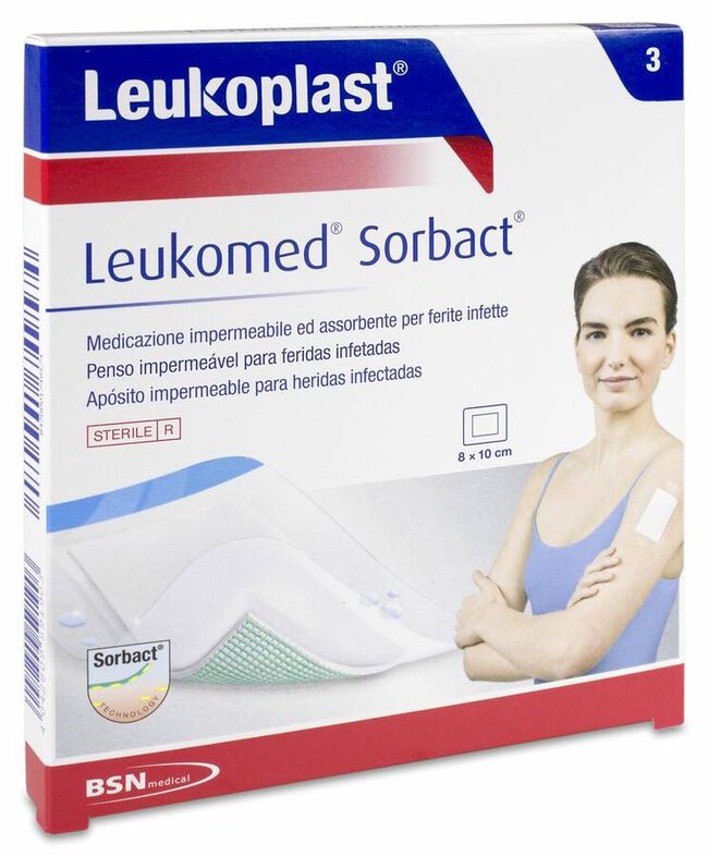 Leukomed Sorbact 8 cm x 10 cm, 3 Uds