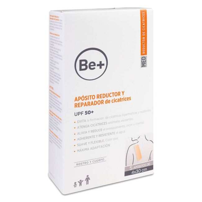 Be+ Ap¢sito Reductor y Reparador de Cicatrices 4 cm x 30 cm, 5 Ap¢sitos