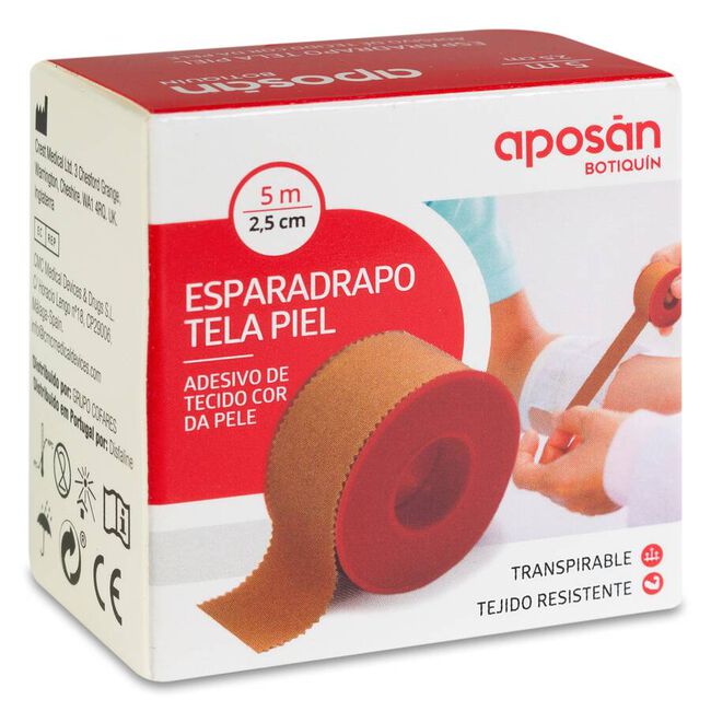 Apos n Esparadrapo Tela Piel 2,5 cm x 5 m, 1 Ud