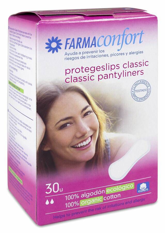 Farmaconfort Protegeslip Anatómicos Classic de Algodón Ecológico, 30 Uds