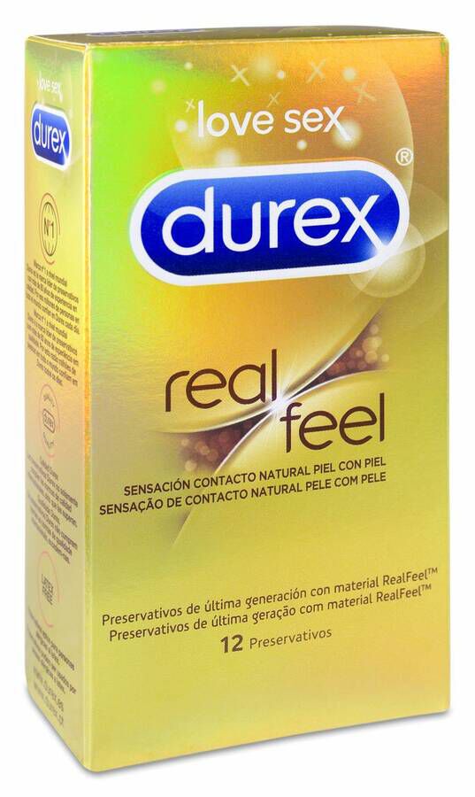 Durex Real Feel Preservativo Sin L tex, 12 Uds