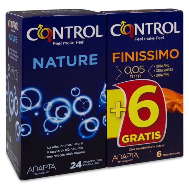 Pack Control Preservativos Nature 24 uds + Finissimo 6 uds