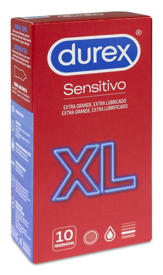 Durex Preservativo Sensitivo Suave XL, 10 Unidades