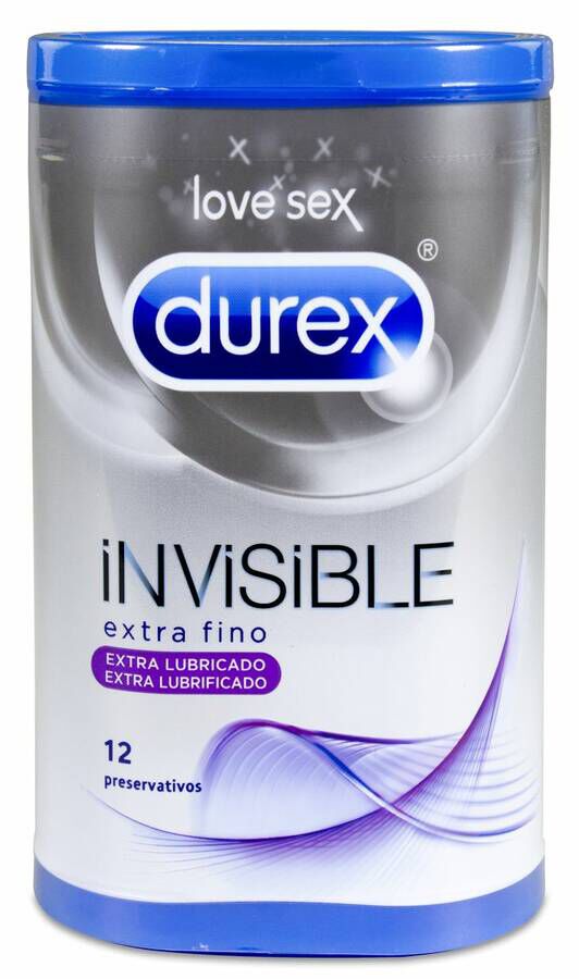 Durex Invisible Extra Lubricados, 12 Uds