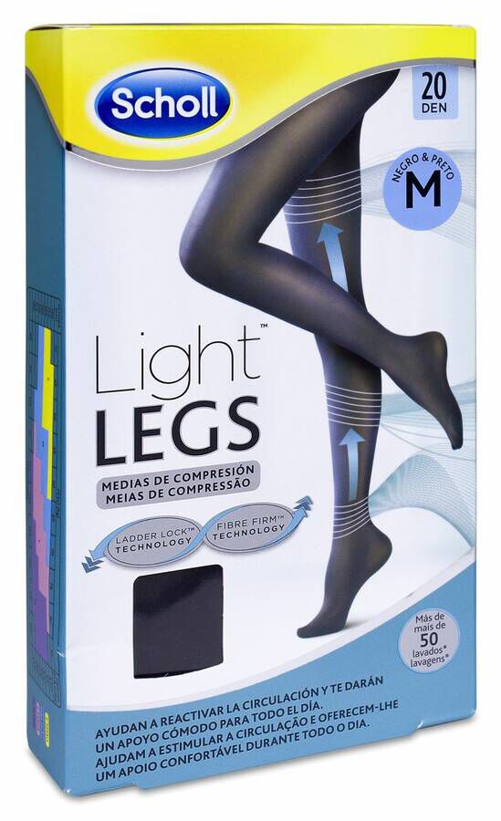 Scholl Light Legs Medias de Compresión Ligera 20 Den Negro Talla M 1 Ud