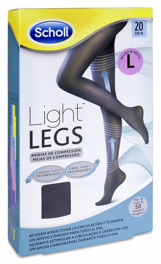 Scholl Light Legs Medias de Compresión Ligera 20 Den Negro Talla L 1 Ud