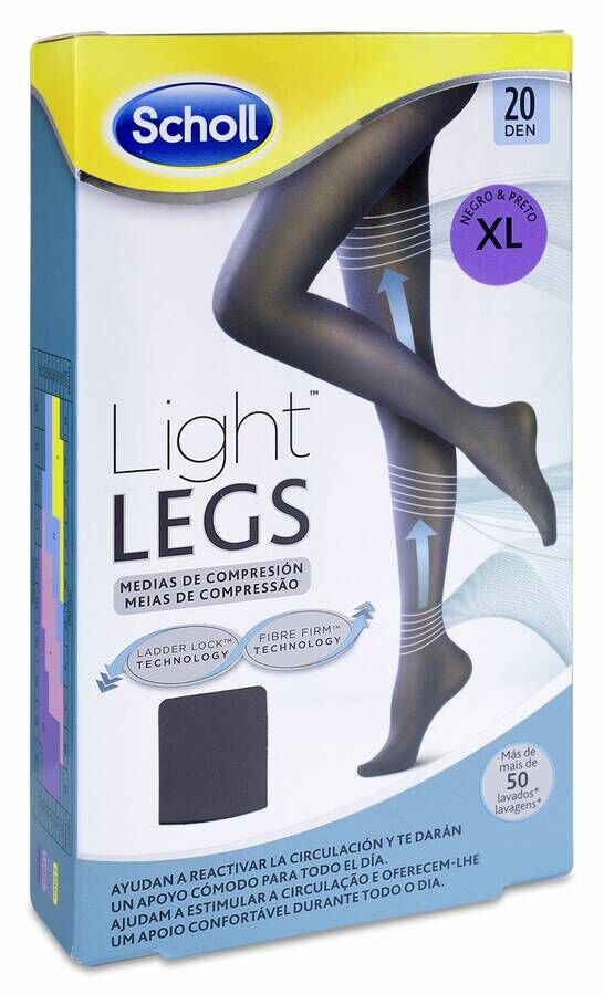 Scholl Light Legs Medias de Compresión Ligera 20 Den Negro Talla XL 1 Ud