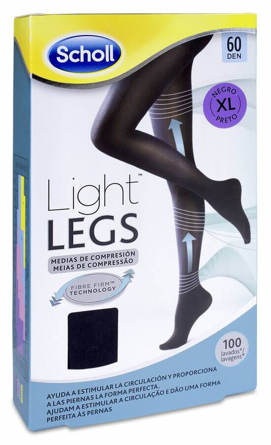 Scholl Light Legs Medias de Compresión Ligera 60 Den Negro Talla XL 1 Ud