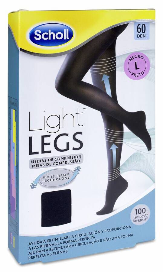 Scholl Light Legs Medias de Compresión Ligera 60 Den Negro Talla L 1 Ud