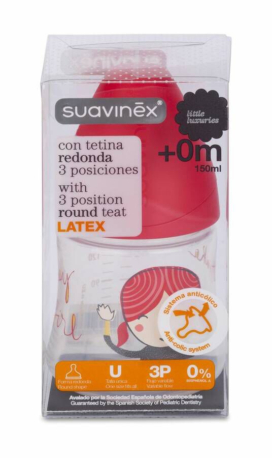 Biberon Pp Boca Ancha T Latex 3 Posiciones Suavinex 150 Cc 