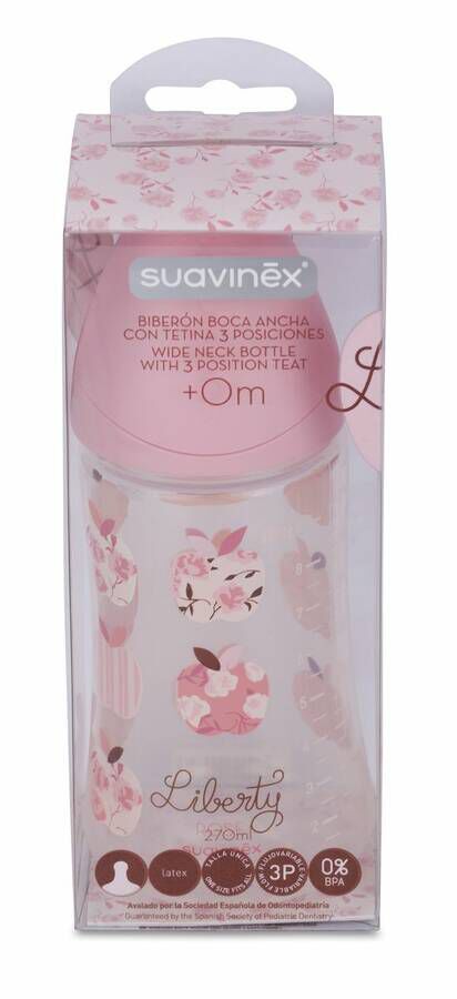 Biberon Pp Boca Ancha T Latex Anatomica Suavinex 270 Cc + T1 M Rosa 