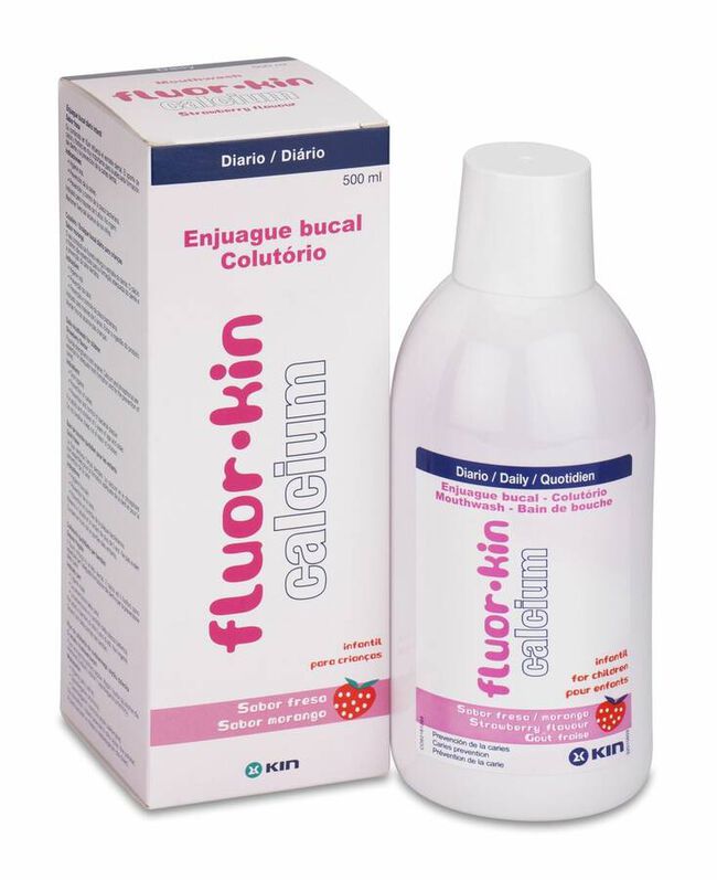 Fluor Kin Calcio Enjuague Bucal Fresa 500 ml 