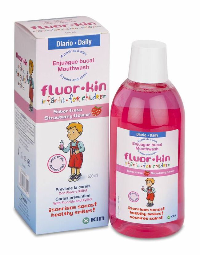 Fluor Kin Infantil Enjuague Bucal Fresa 500 ml 