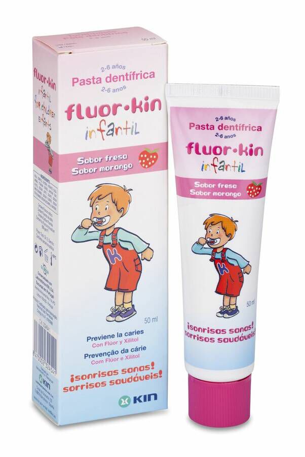 Fluor Kin Infantil Pasta Dentifrica Fresa 50 ml 