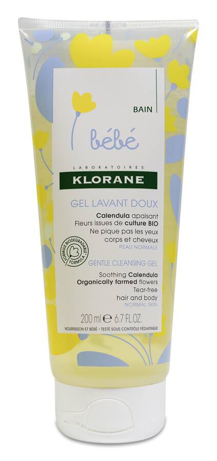 Klorane Gel Suave Para Bebe Cuerpo y Cabello 250 ml 