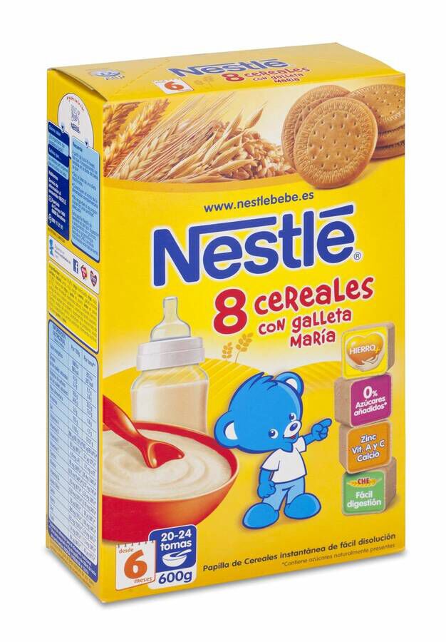 Nestle Papilla 8 Cereales Sabor Galleta 600 gr 