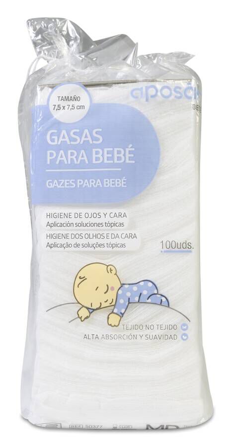 Aposán Gasas para Bebé, 100 Uds