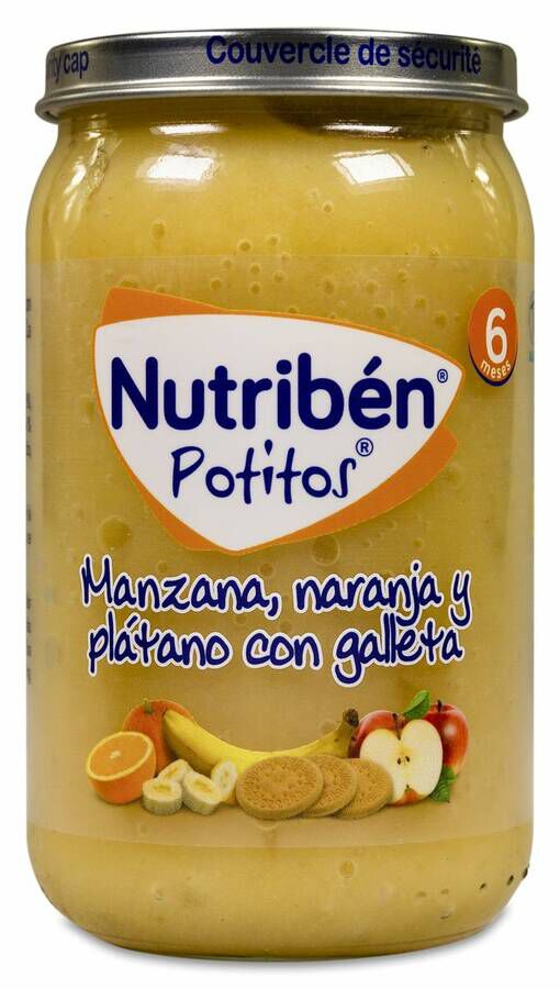 Nutriben Potitos Manzana, Naranja y Plátano con Galleta, 235 g