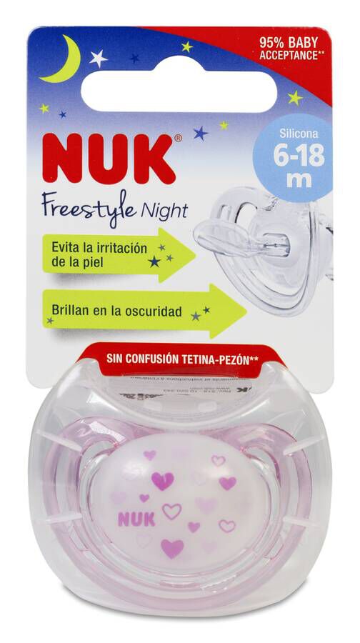 Nuk Chupete Freestyle Night Rosa, 1ud