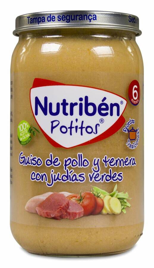 Nutriben Potitos Guiso de Pollo y Ternera con Judías Verdes, 235 g