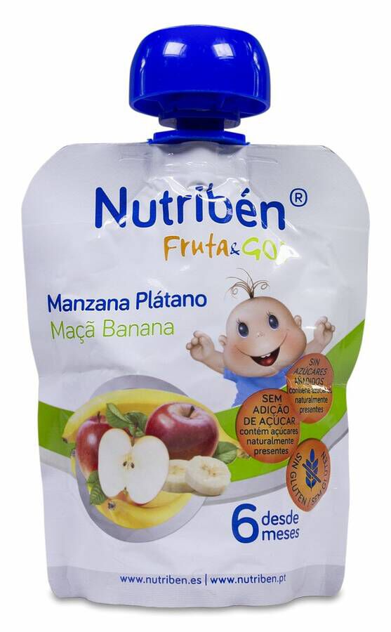 Nutriben Fruta&GO Manzana y Plátano, 90 g