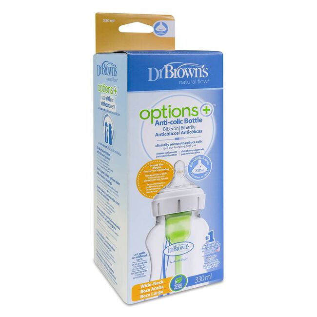 Dr. Brown's Options+ Biberón Boca Ancha Azul 300 ml, 1 Ud