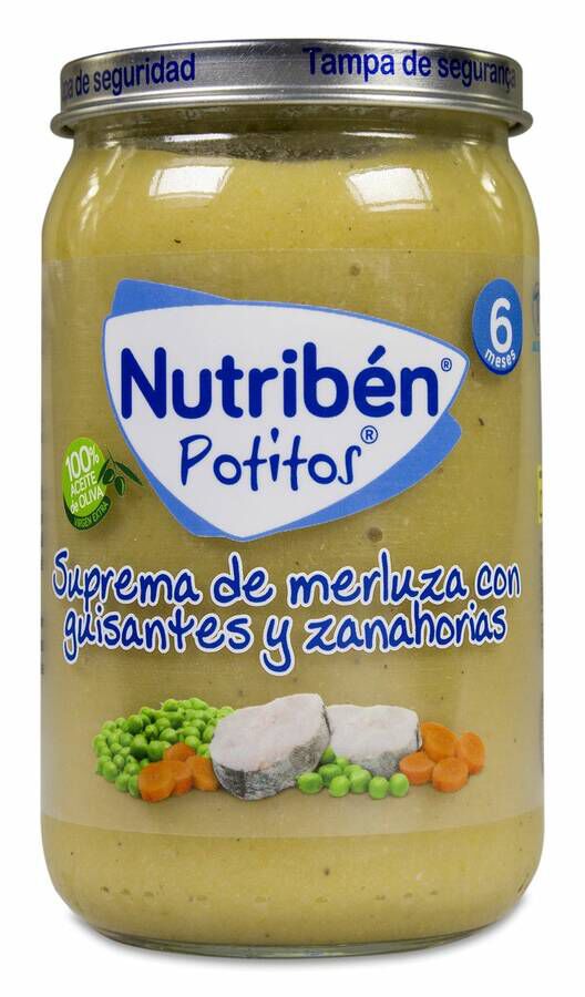 Nutriben Potitos Suprema de Merluza con Guisantes y Zanahorias, 235 g