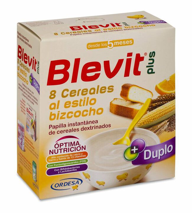 Blevit Plus Duplo 8 Cereales Bizcocho y Naranja, 600 g