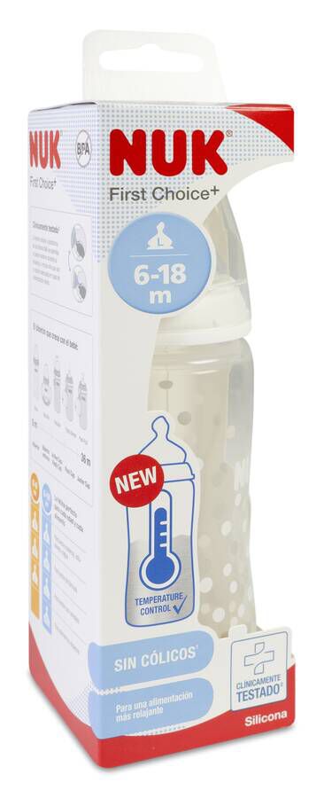 Nuk First Choice+ Biberón Tetina Silicona, Talla L 6-18m 300 ml