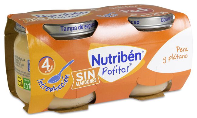 Pack Nutriben Potitos Pera y Plátano, 2 x 120 g