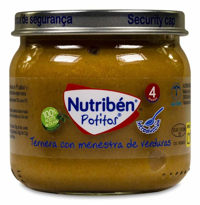 Nutriben Potitos Ternera con Menestra de Verduras, 120 g