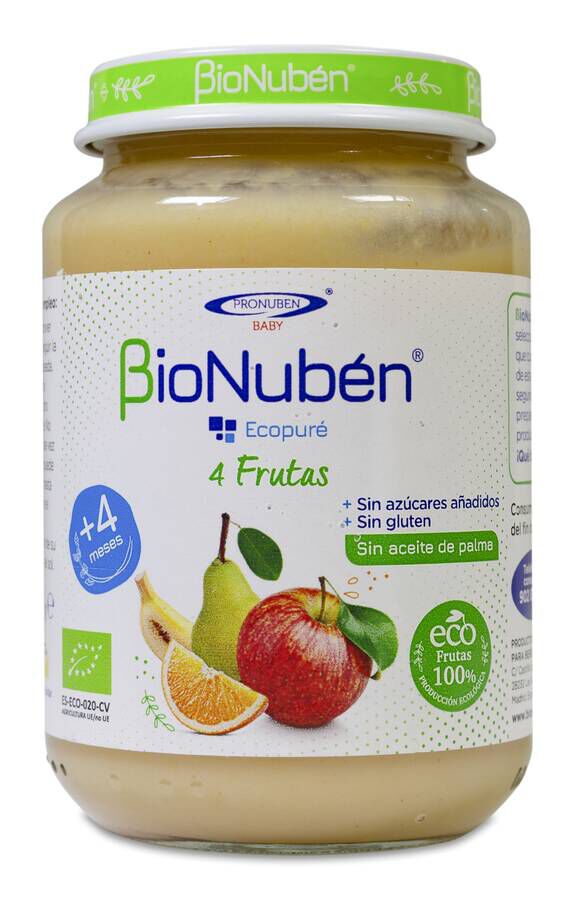 BioNubén Ecopuré 4 Frutas Ecológicas, 200 g