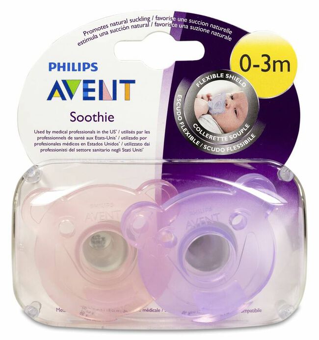 Avent Soothies Chupete Silicona Rosa 0-3m, 2 Uds