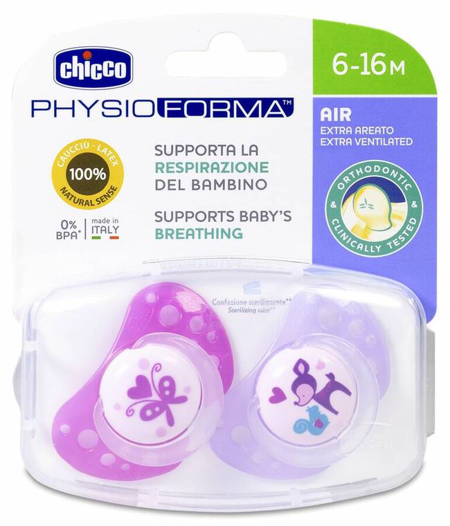 Chicco Chupete Physio Air Caucho Rosa 6-12 Meses, 2 Uds