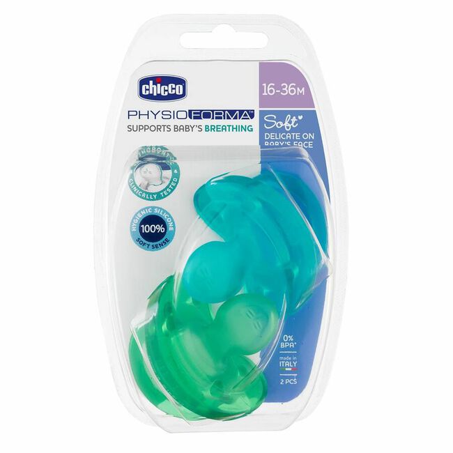 Chicco Chupete Physio Soft Silicona +12 Meses Azul, 2 Uds