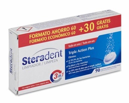 [156507] Steradent Triple Acción Plus Limpieza Protesis Dental 90 Comprimidos 