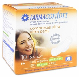 [315253] Compresas Tocologicas Farmaconfort Hipoalergenica E-Plana Dia Con Alas 10 U 