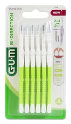 [192296] GUM Cepillos Interdentales Bi-Direction 0,9mm, 6 uds Verdes