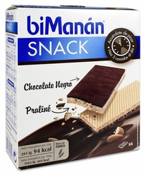 [177374] biManán Snack Barquillo Chocolate Negro y Praliné, 6 Uds