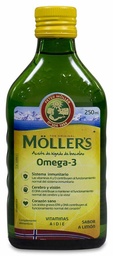 [184886] Möller's Omega-3 Aceite de Hígado de Bacalao Sabor Limón, 250 ml