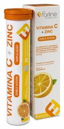 [185627] Farline Vitamina C + Zinc, 20 Comprimidos Efervescentes