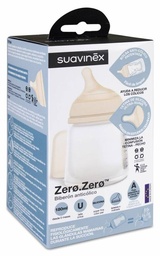 [188415] Suavinex Zero Zero Biberón Anticólicos 180 ml con Tetina de Flujo Adaptable, 1 Ud