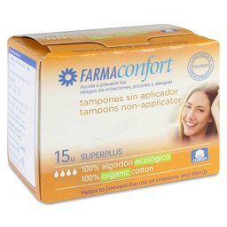 [162629] Farmaconfort Tampón sin Aplicador Algodón Super+, 15 Tampones