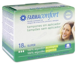 [162627] Farmaconfort Tampón sin Aplicador Algodón Super, 18 Tampones