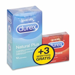 [173044] Promoci¢n Durex Natural Plus 12 uds + Sensitivo Suave 3 uds, 15 Uds