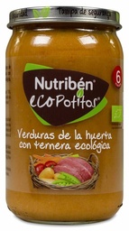 [192169] Nutriben Ecopotitos Verduras de la Huerta con Ternera Ecológica, 235 g