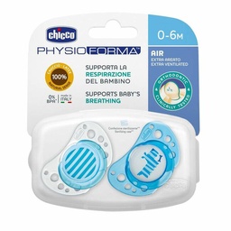 [167904] Chicco Chupete Physio Air Látex Azul 0-6 Meses, 2 Uds