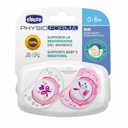 [167903] Chicco Chupete Physio Air Caucho Rosa 0-6 Meses, 2 Uds